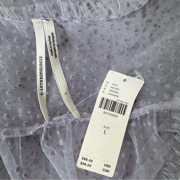 NEW By Anthropologie Sheer Dot Slip Tulle Dress Raindrop Purple Size Large - Picture 8 of 9